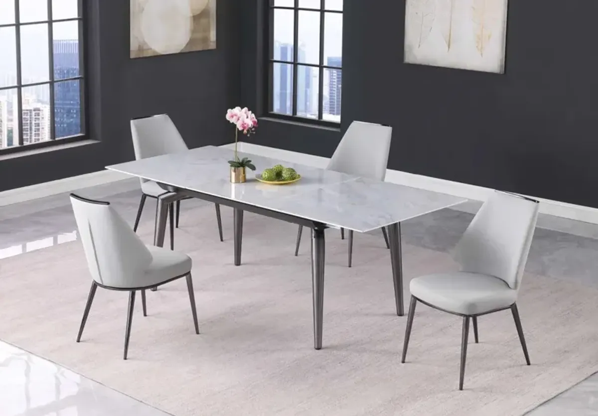 Chintaly Tabatha Dining Set with Extendable Sintered Stone Table & Curved Back Side Chairs