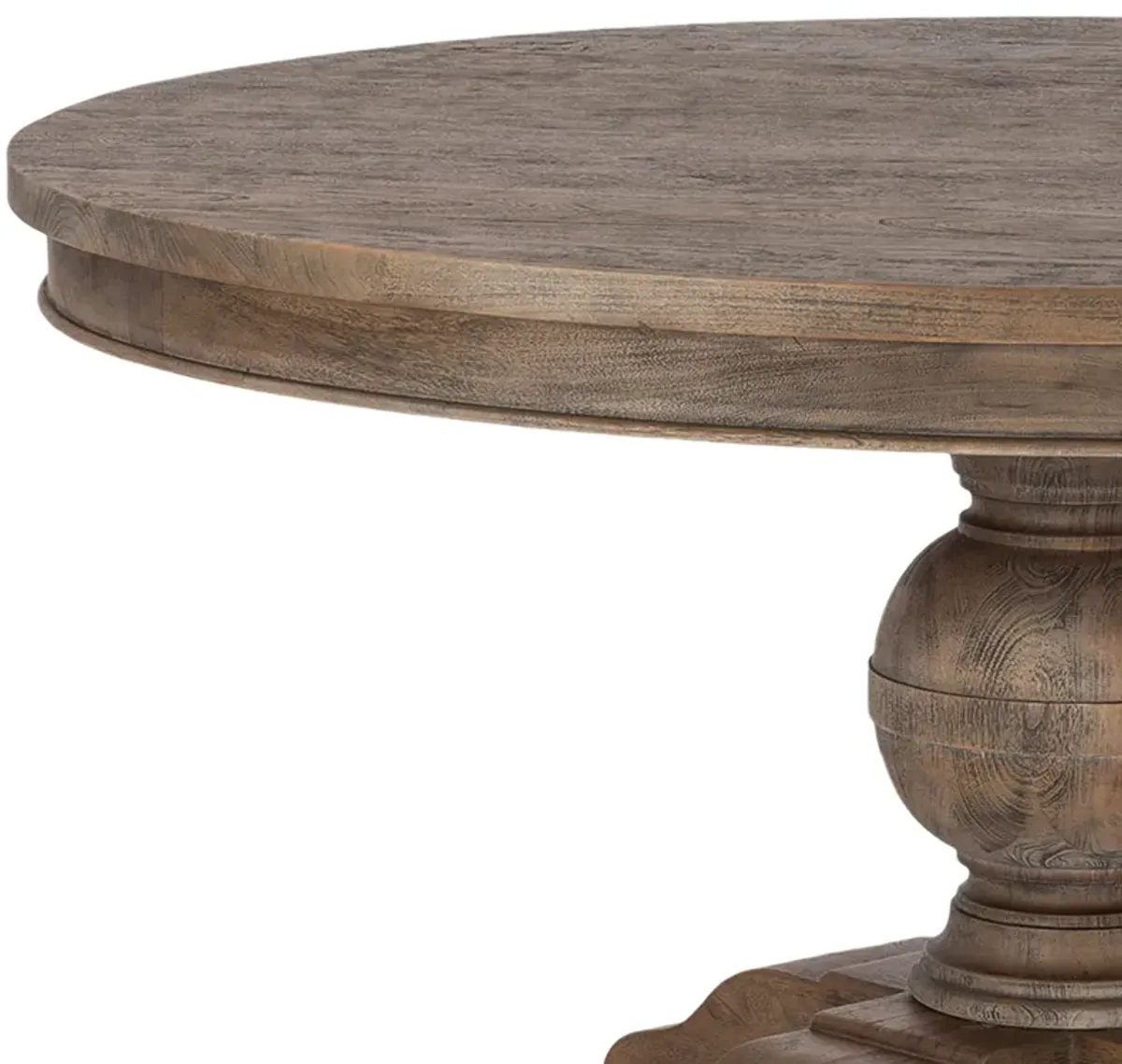 Home Trends Design Colonial Plantation 60" Round Dining Table in Weathered Teak Finish