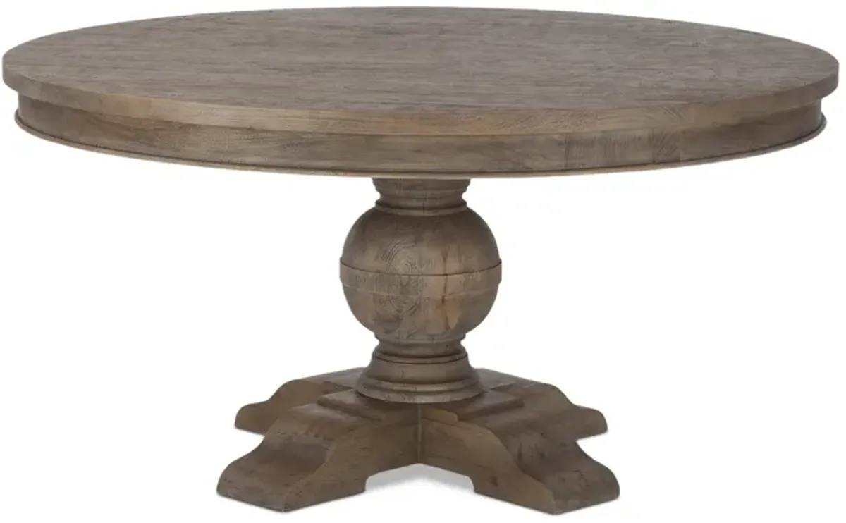 Home Trends Design Colonial Plantation 60" Round Dining Table in Weathered Teak Finish