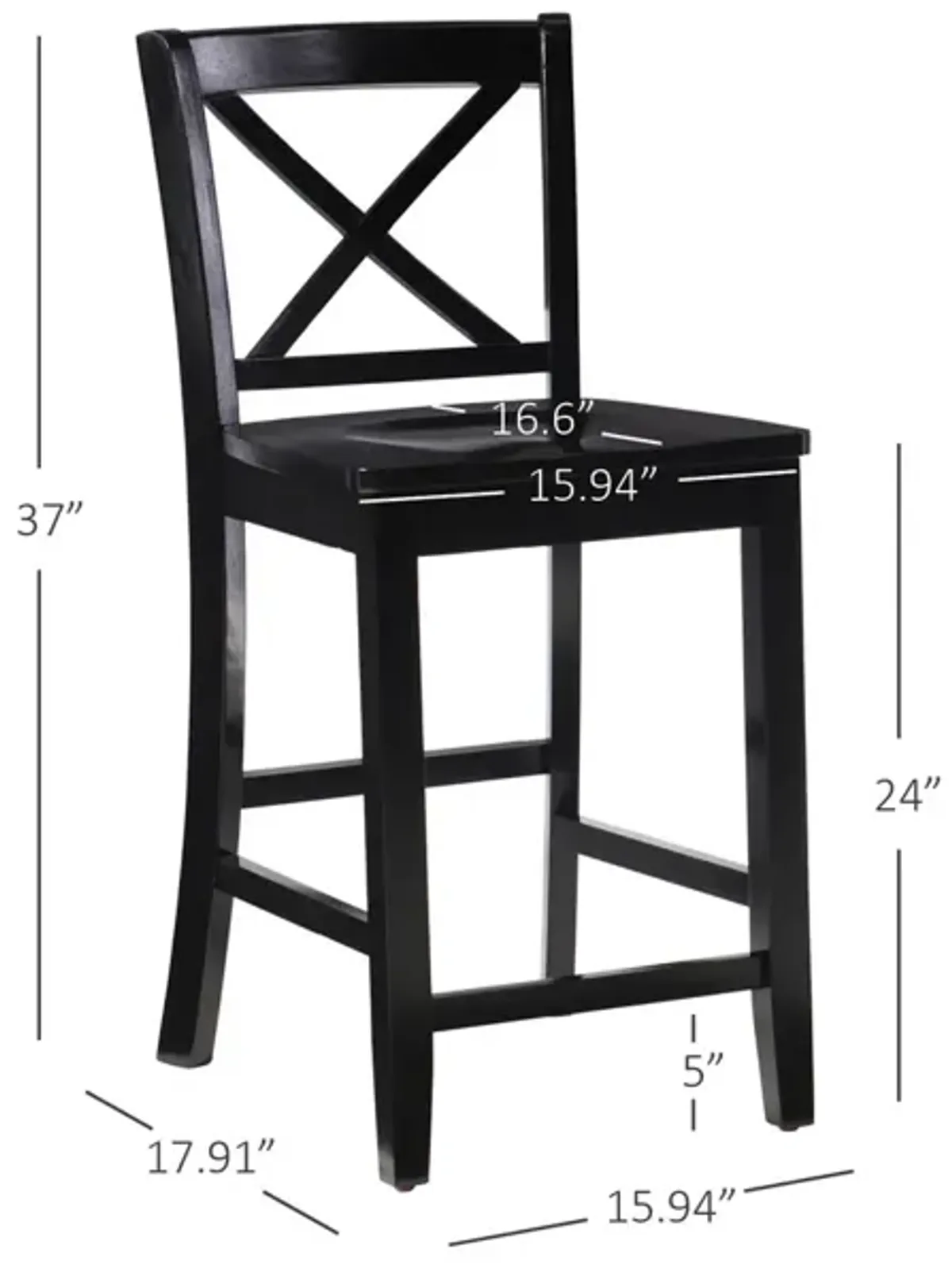 Linon Black X-Back Counter Stool