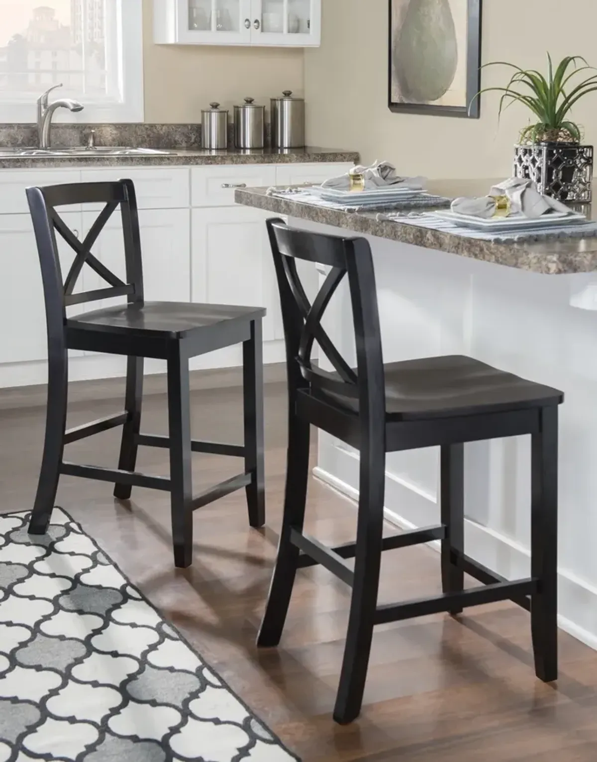 Linon Black X-Back Counter Stool