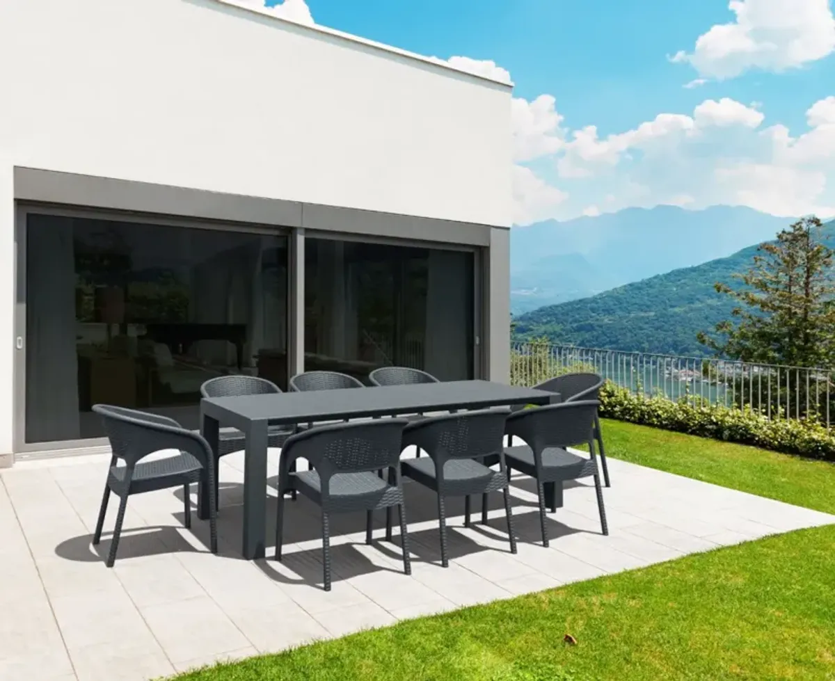Compamia Contemporary Resin Extendable Dining Table in Navy Blue