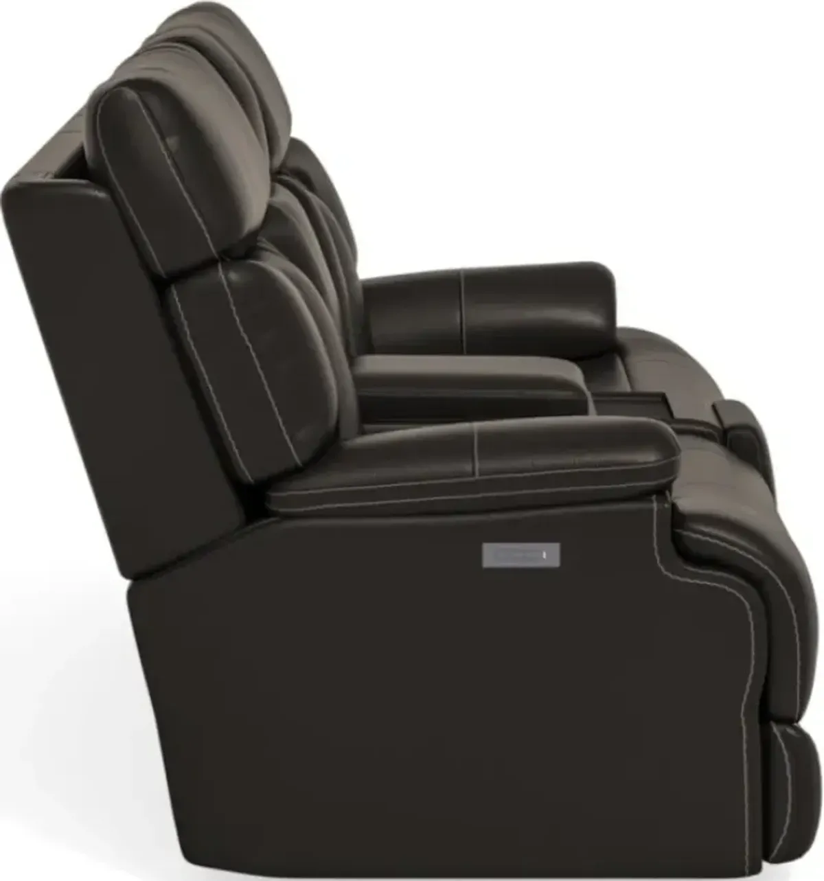 Flexsteel Clive Black Power Reclining Loveseat with Console & Power Headrests & Lumbar