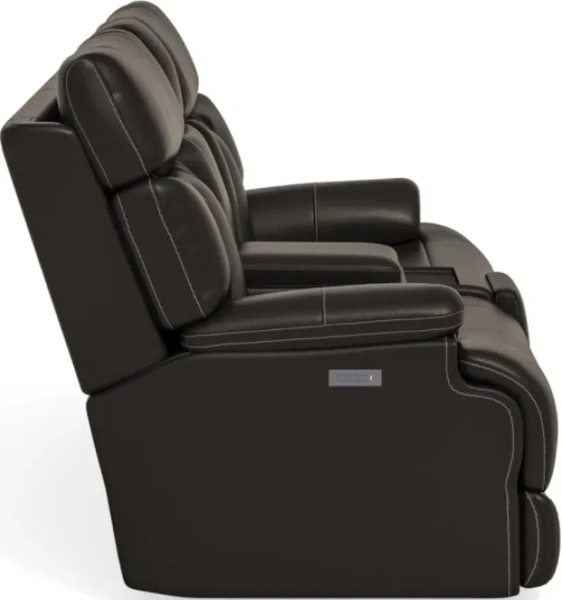 CLIVE BLACK POWER RECLINING LOVESEAT WITH CONSOLE AND POWER HEADRESTS AND LUMBAR