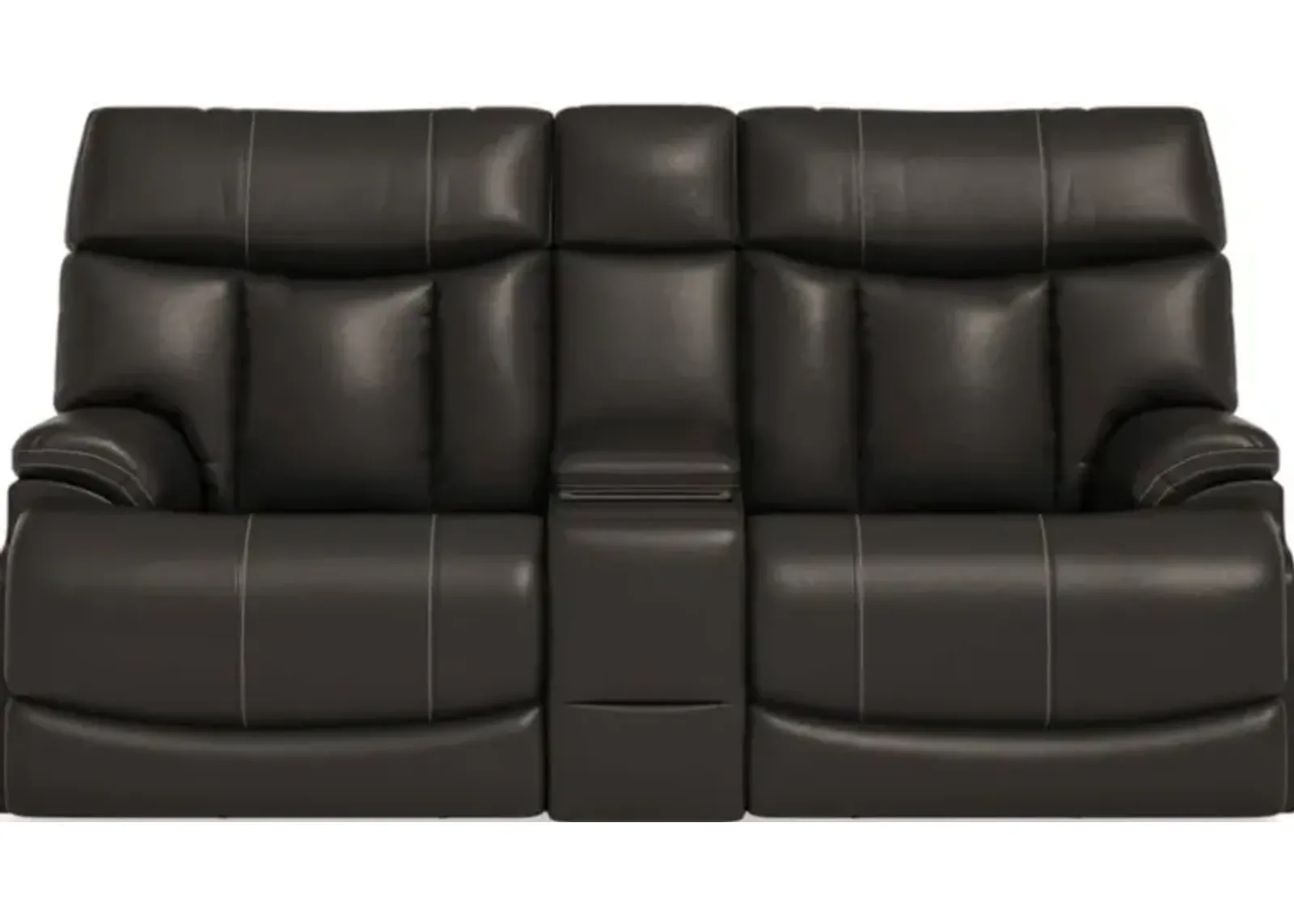 Flexsteel Clive Black Power Reclining Loveseat with Console & Power Headrests & Lumbar