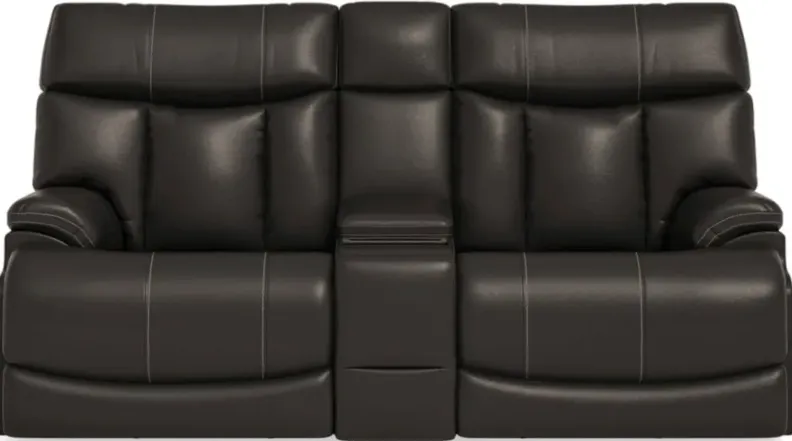 CLIVE BLACK POWER RECLINING LOVESEAT WITH CONSOLE AND POWER HEADRESTS AND LUMBAR