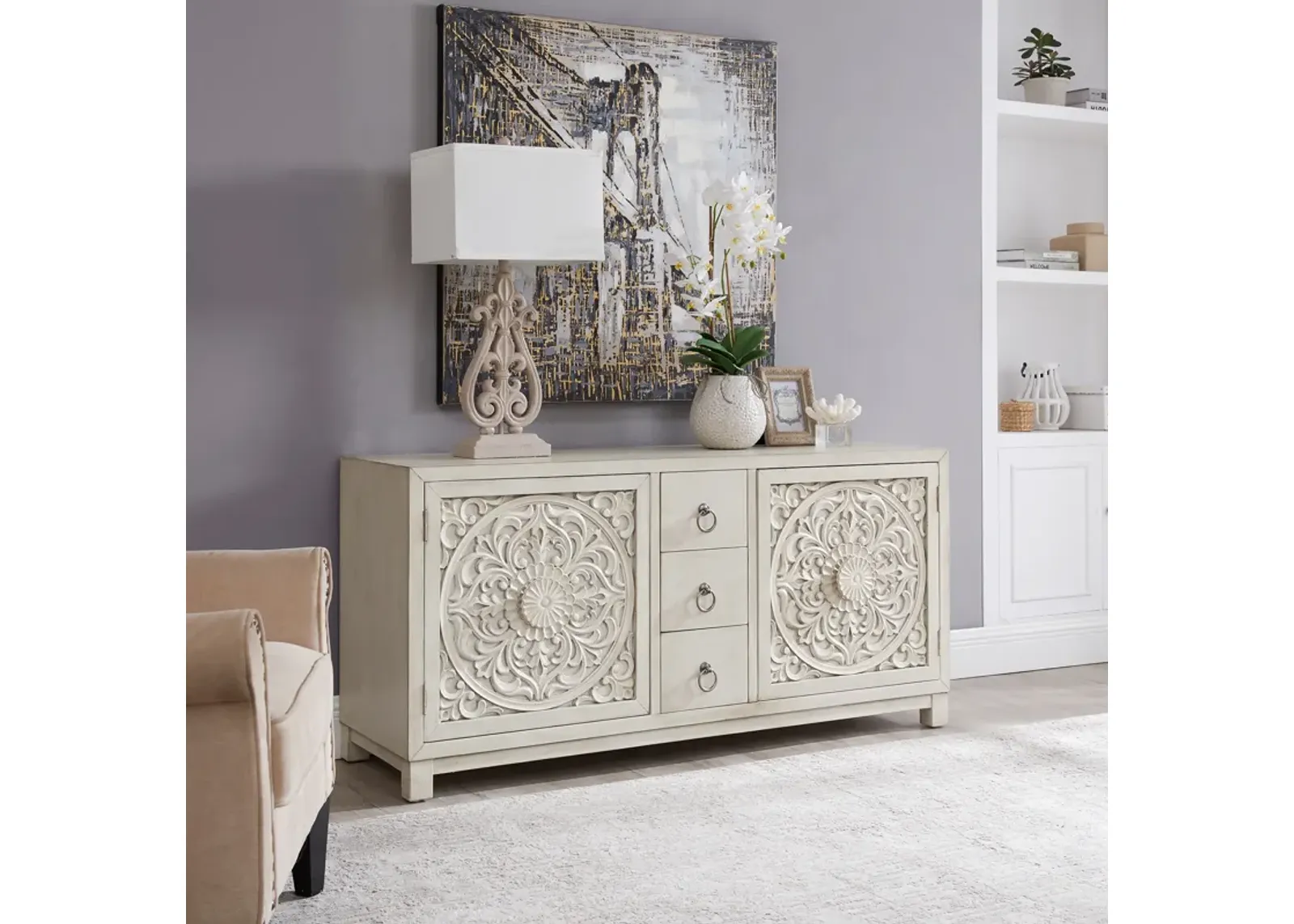 Liberty Furniture 60 Inch 2-Door 3-Drawer Accent Cabinet Sundance