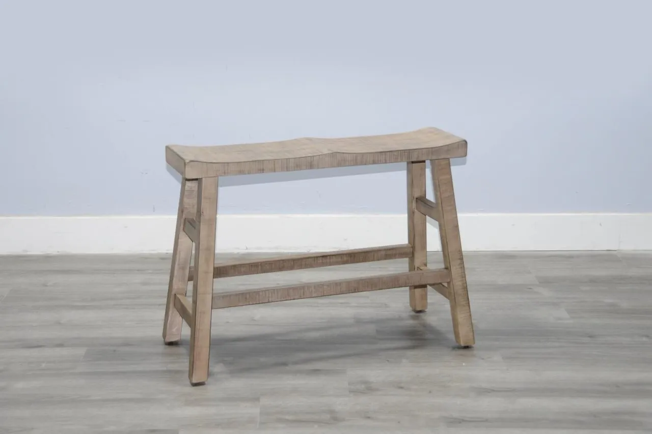 MARINA BEACH PEBBLE 24 INCH WOOD SEAT COUNTER HEIGHT BENCH