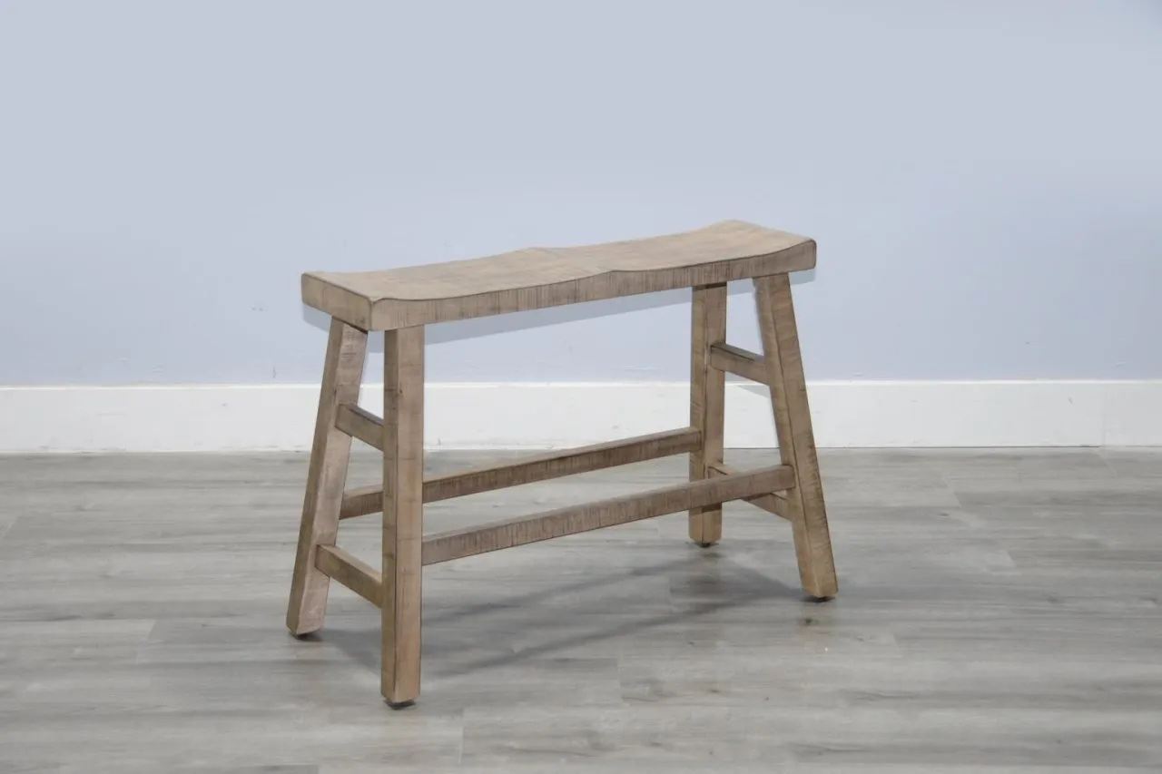 MARINA BEACH PEBBLE 24 INCH WOOD SEAT COUNTER HEIGHT BENCH