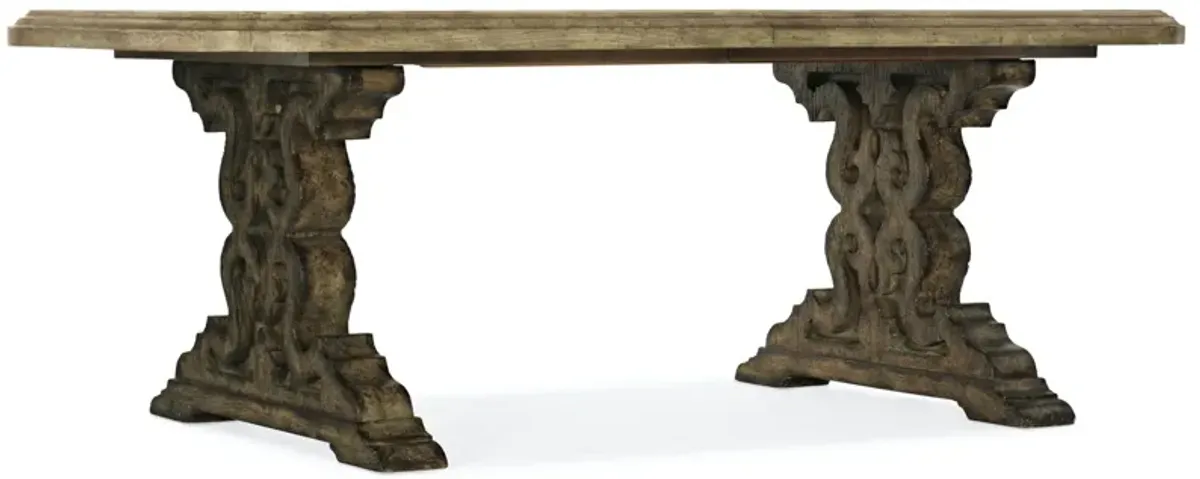 Hooker Furniture La Grange Le Vieux 86 Inch Double Pedestal Table with Two 18 Inch Leaves