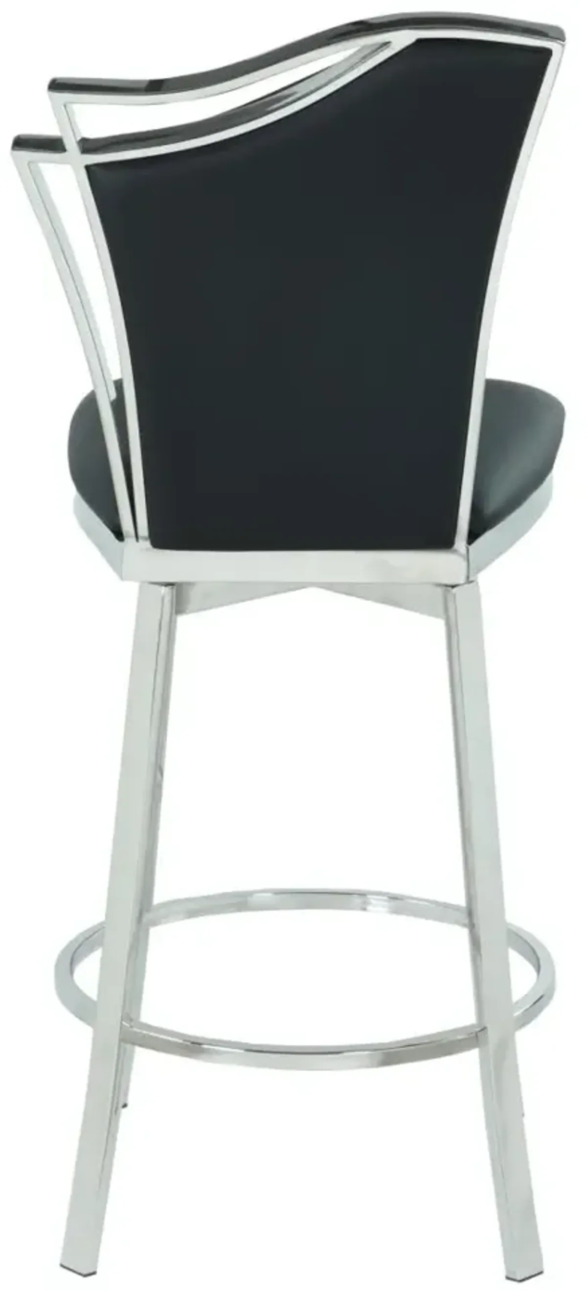 Chintaly Nadia Black Contemporary Swivel Counter Stool with Design Back