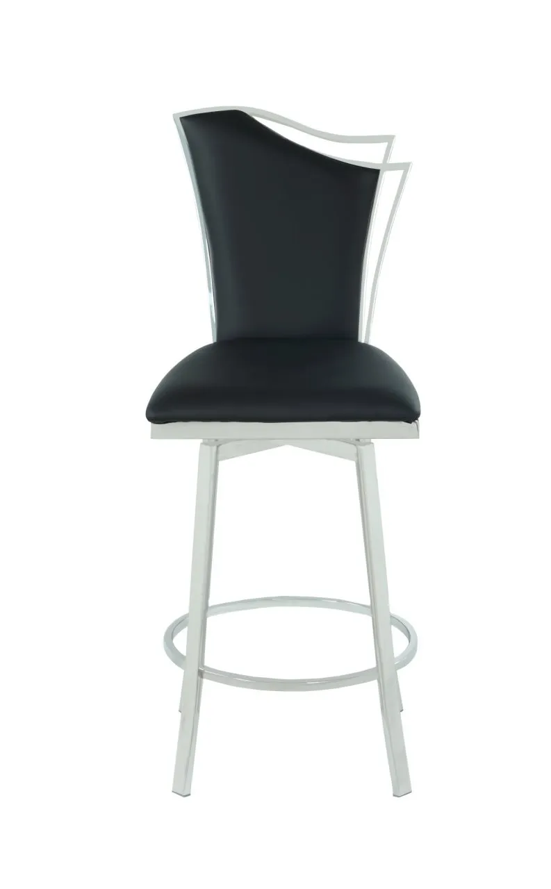 NADIA BLACK CONTEMPORARY SWIVEL COUNTER STOOL WITH DESIGN BACK