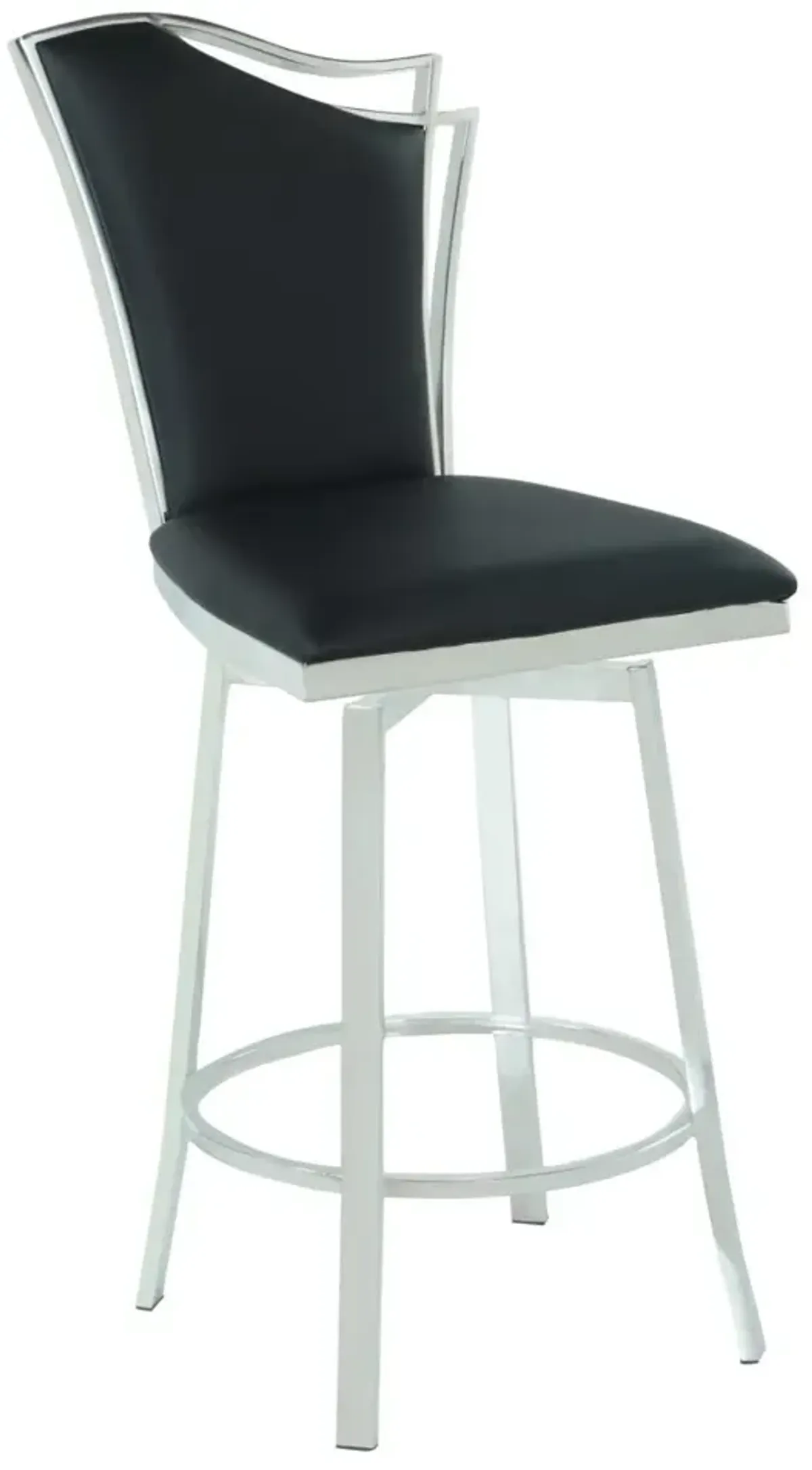 Chintaly Nadia Black Contemporary Swivel Counter Stool with Design Back