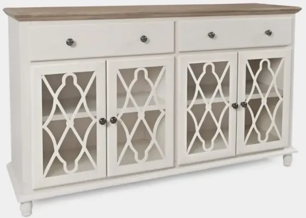 Jofran Aurora Hills 4-Door Accent Cabinet Brushed White Bisque