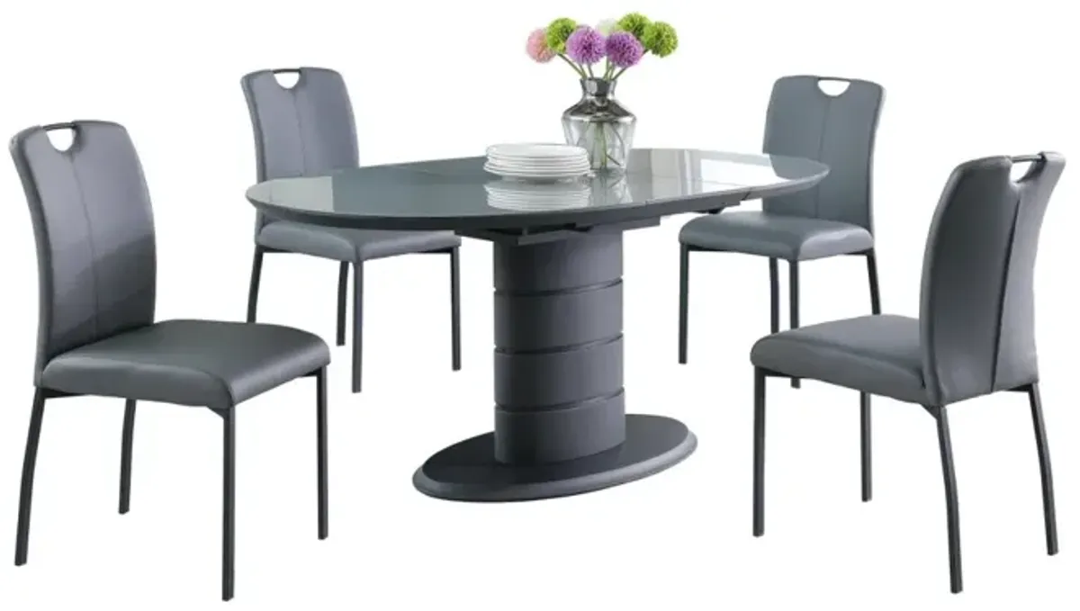 Chintaly Kendra Dining Set with Extendable Top Art Deco Base & 4 Handle Back Chairs