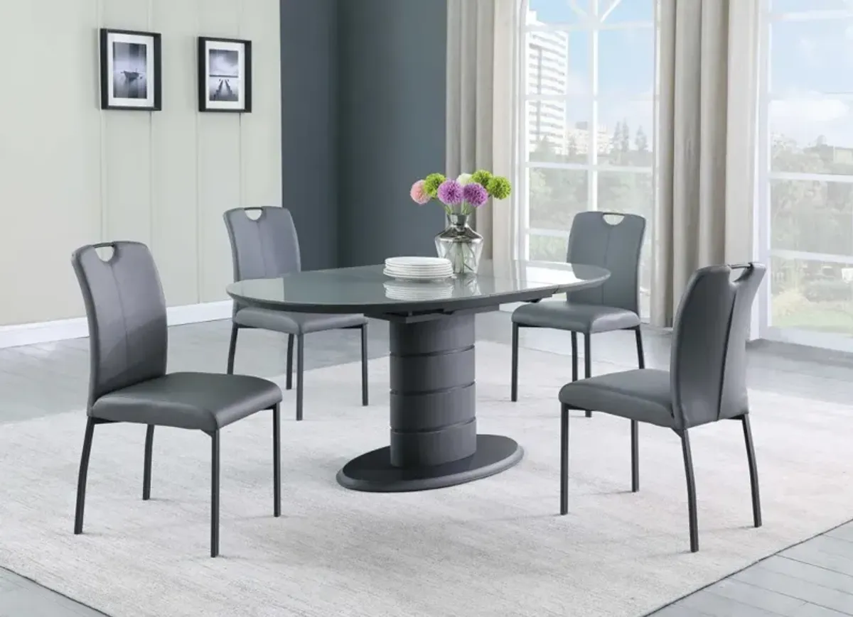 Chintaly Kendra Dining Set with Extendable Top Art Deco Base & 4 Handle Back Chairs