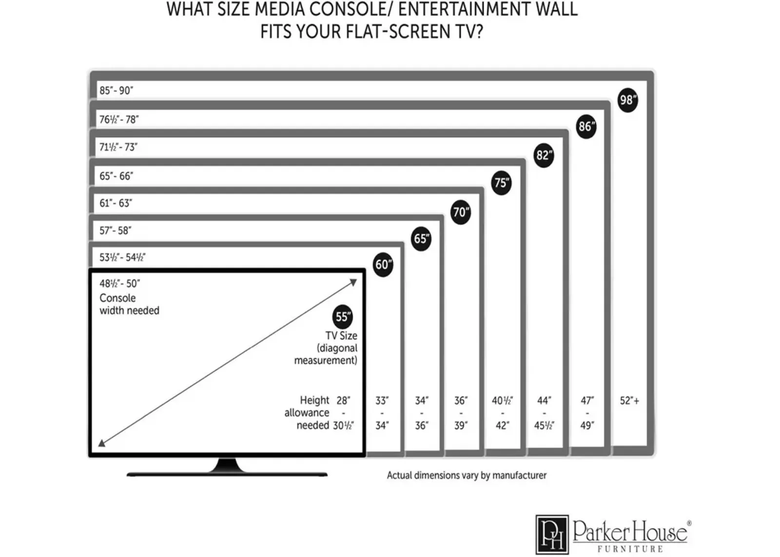 Parker House Sundance 76 Smokey Grey Media Entertainment TV Stand