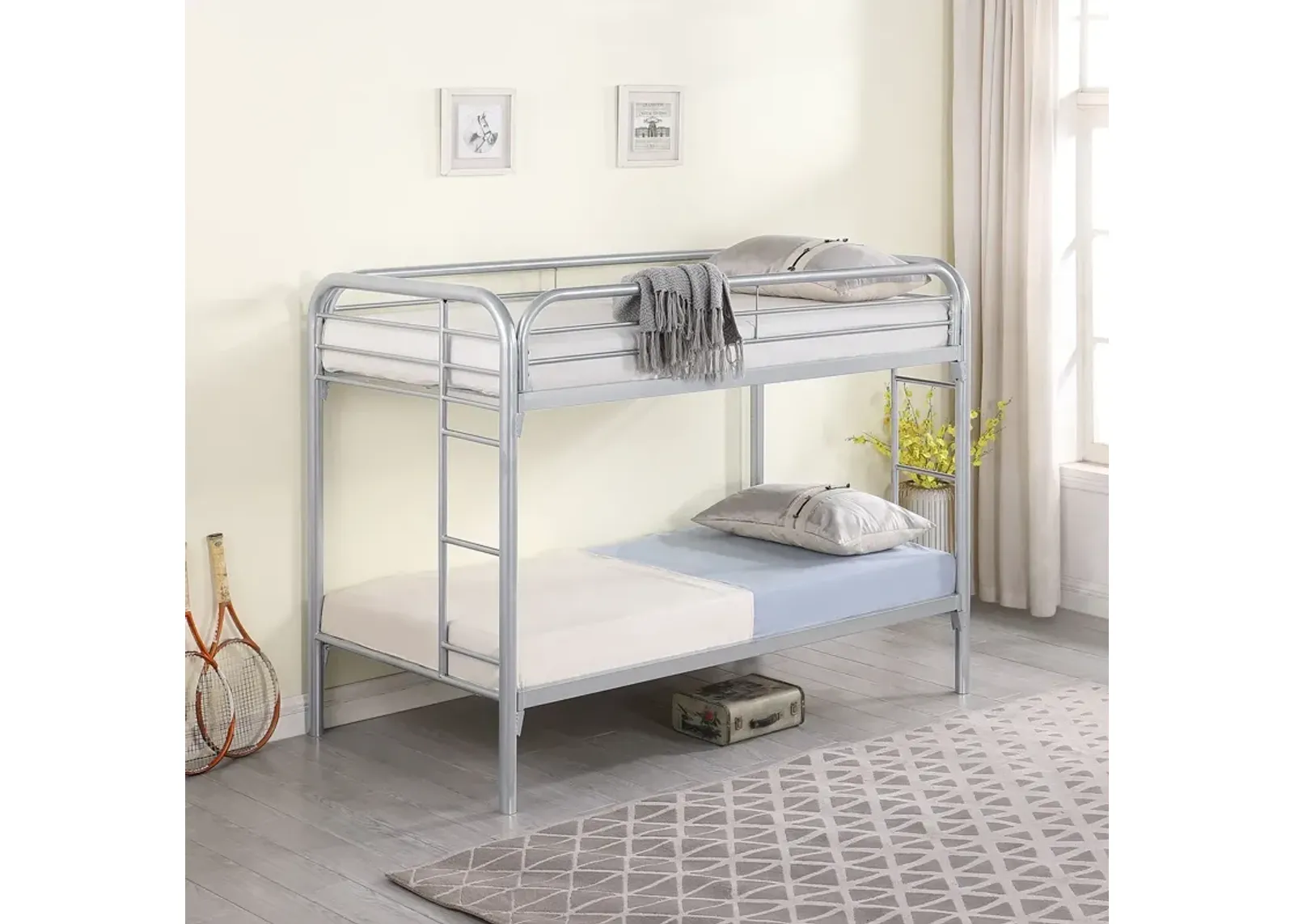 Coaster Morgan Metal Twin Over Twin Bunk Bed Silver