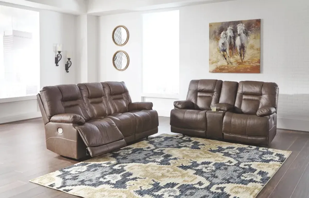 Ashley Wurstrow Umber Power Reclining Sofa with Adjustable Headrest