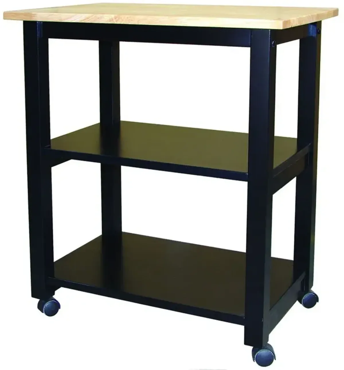 John Thomas Microwave Cart On Wheels in Black & Natural