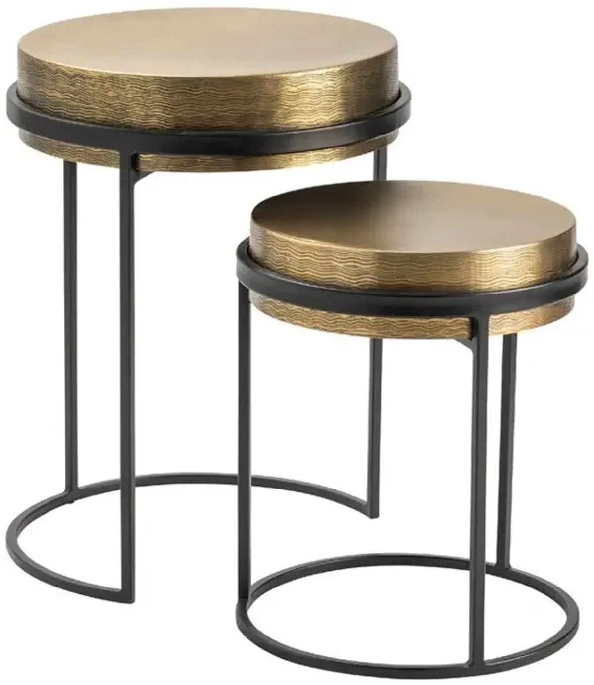 Crestview Hudson 2-Piece Black/Brass Nesting Table Set