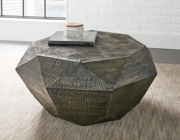 Steve Silver Donato Hexagonal End Table In Oil Rubbed Brass Finish