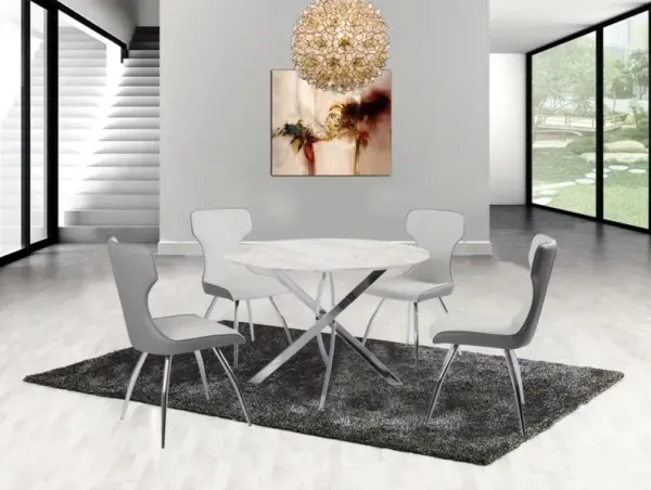 Chintaly Sandra Grey Contemporary Side Chair with Bucket Seat