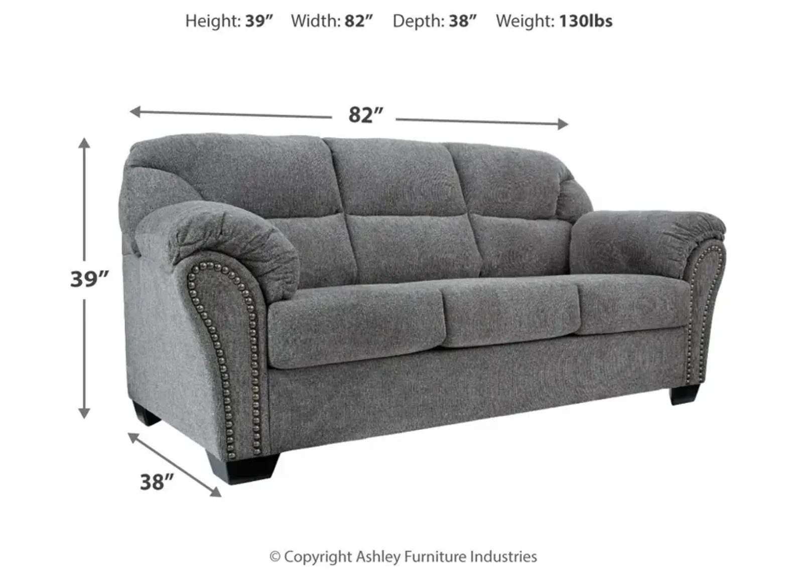 Ashley Allmaxx Sofa Pewter Benchcraft