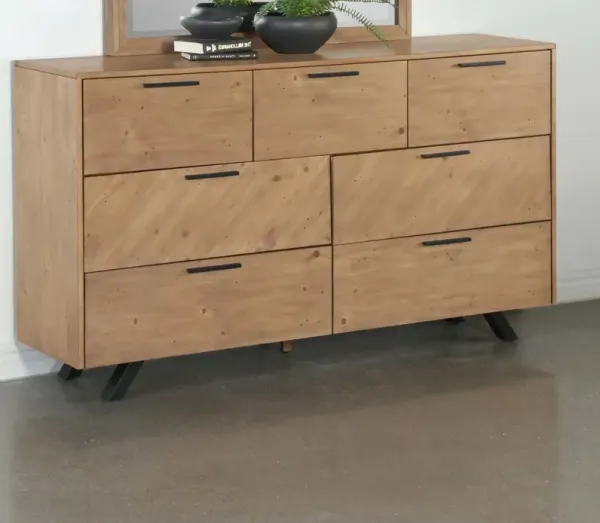 Taylor 7-Drawer Dresser Light Honey Brown