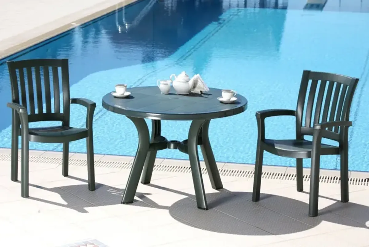 Compamia 42 Inch Truva Resin Round Outdoor Dining Table Green