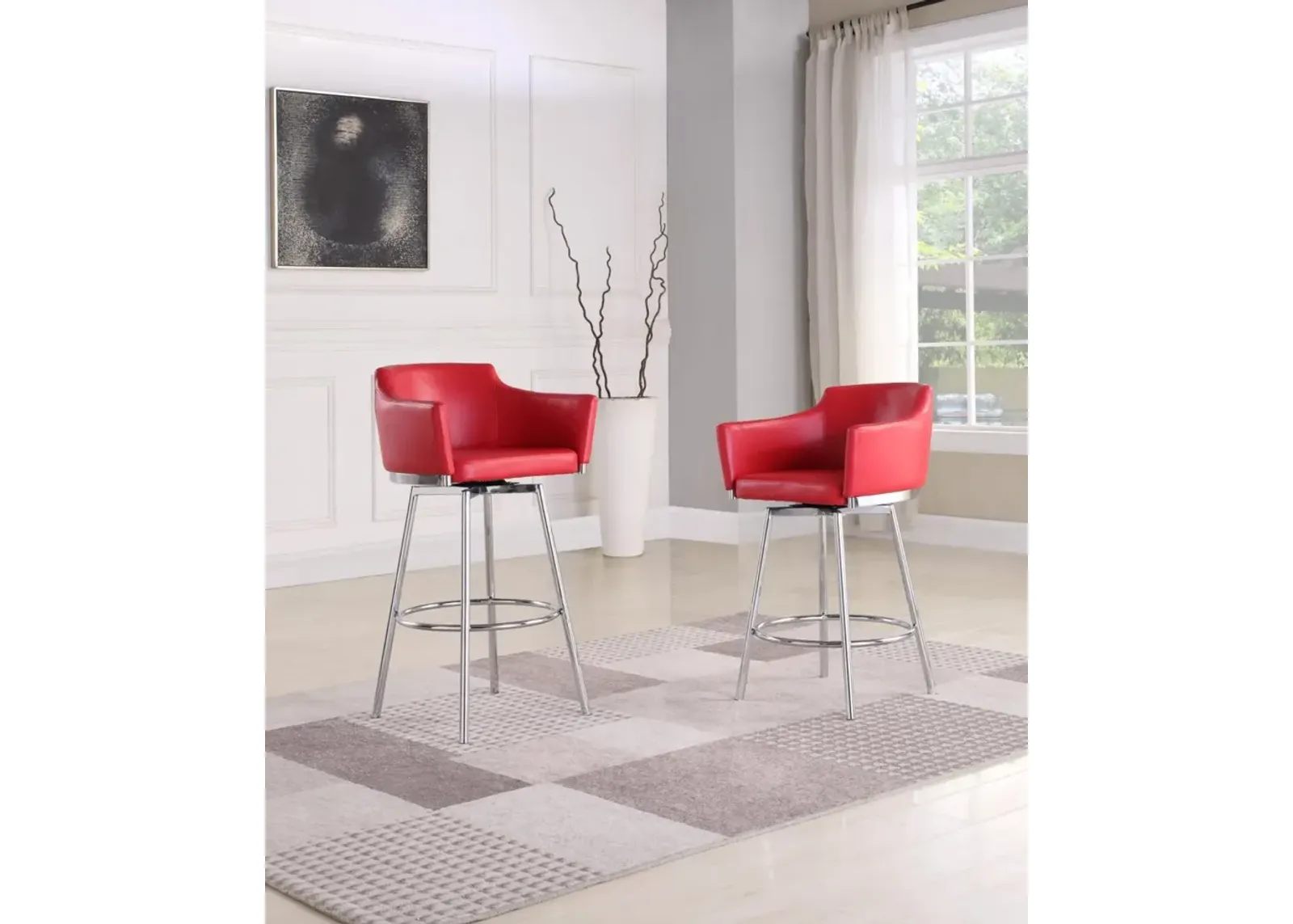 DUSTY RED MODERN CLUB COUNTER STOOL WITH MEMORY SWIVEL