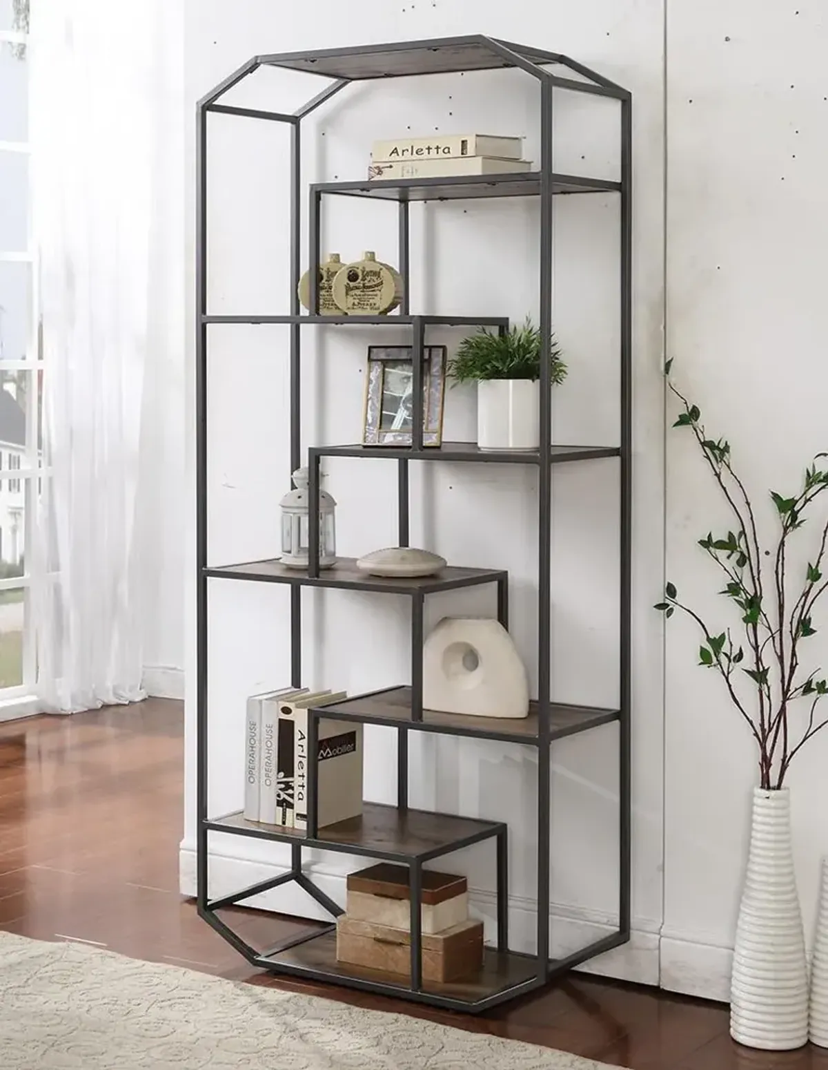 Coaster Leland 72 Inch 6-Shelf Bookshelf Rustic Brown