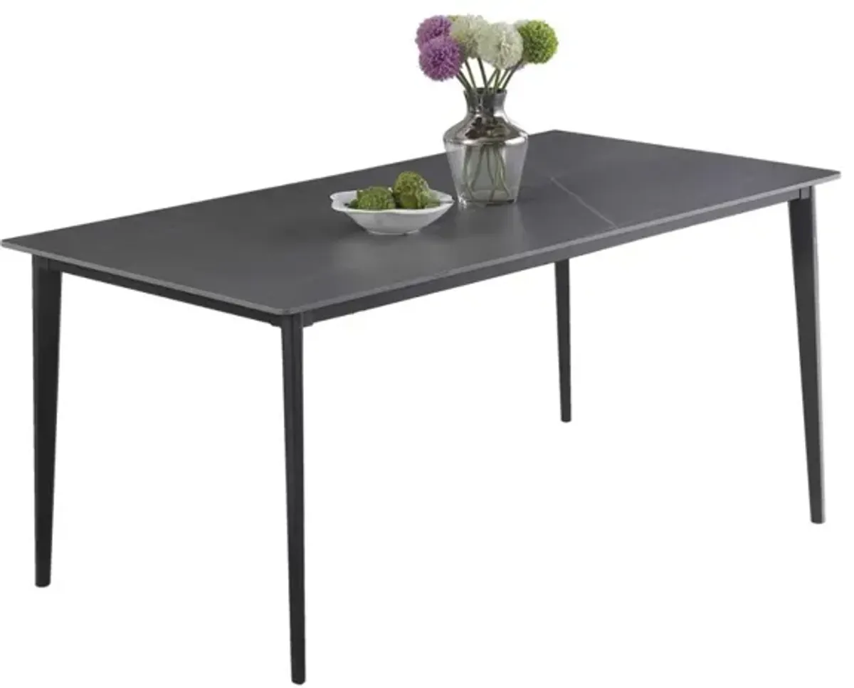 Chintaly Kate Marbleized Sintered Stone Top Dining Table with Steel Four-Legged Base