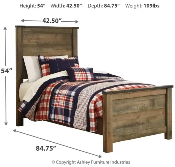 TRINELL TWIN PANEL BED WITH MATTRESS BROWN SIGNATURE DESIGN