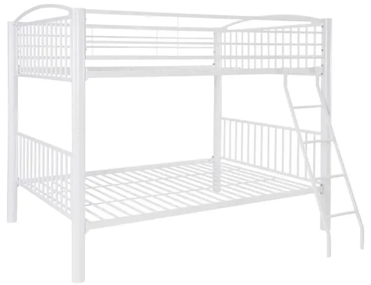 HEAVY METAL FULL OVER FULL WHITE BUNK BED