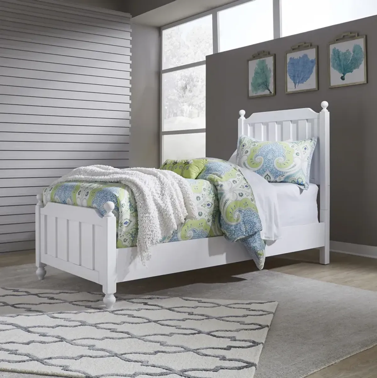 Liberty Furniture Kids/Teens White Twin Wood Panel Bed Cottage View