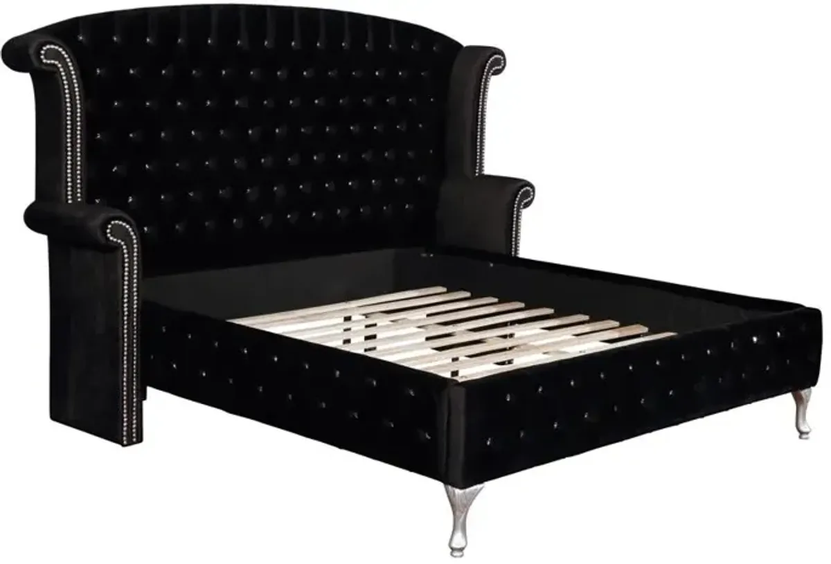 Coaster Deanna Upholstered California King Wingback Bed Black