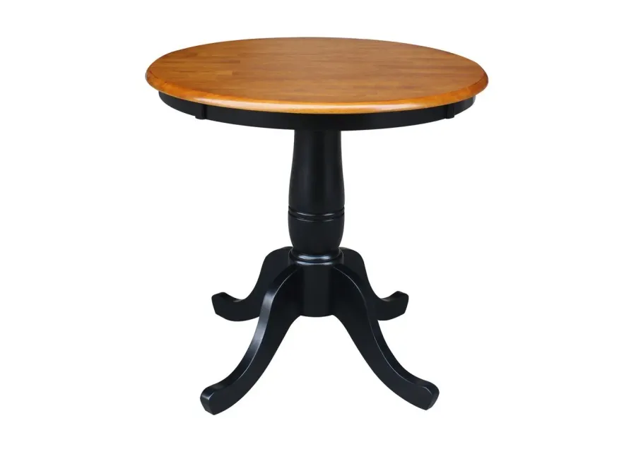 DINING ESSENTIALS 30" ROUND TABLE TOP WITH 30" TRADITIONAL PEDESTAL BASE IN CHERRY/BLACK