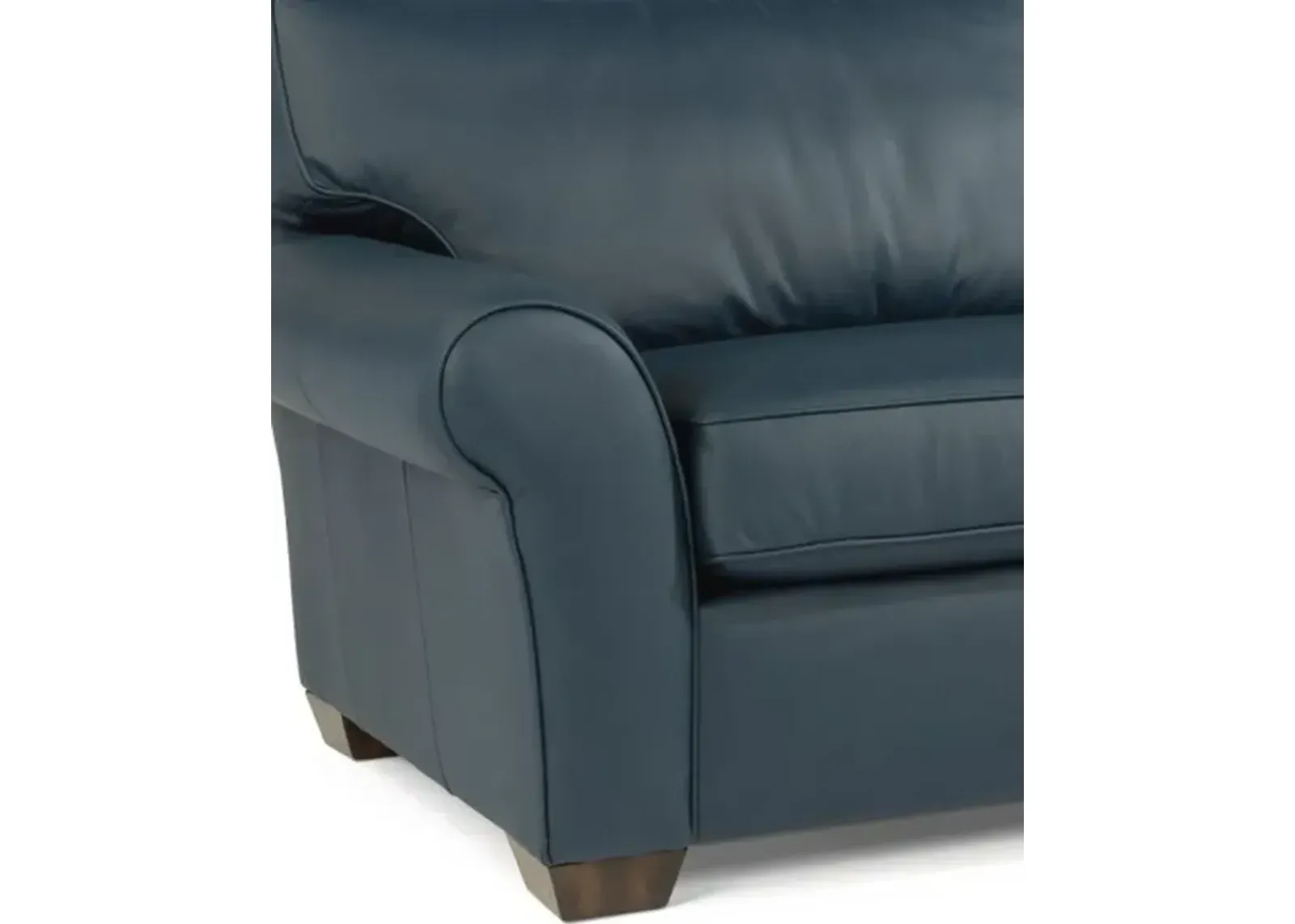 Flexsteel Vail Dark Blue Leather Sofa