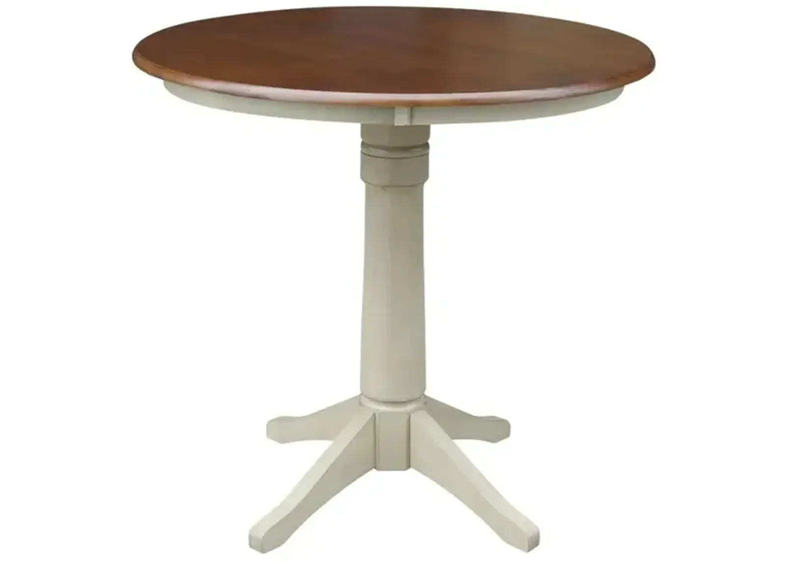 John Thomas Dining Essentials 36 Inch Round Table Top with 36 Inch Transitional Pedestal Base with Extension in Espresso & Almond