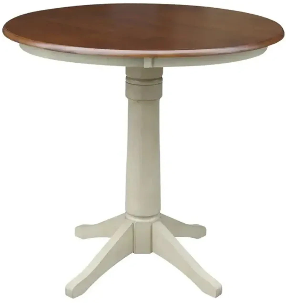 John Thomas Dining Essentials 36 Inch Round Table Top with 36 Inch Transitional Pedestal Base with Extension in Espresso & Almond