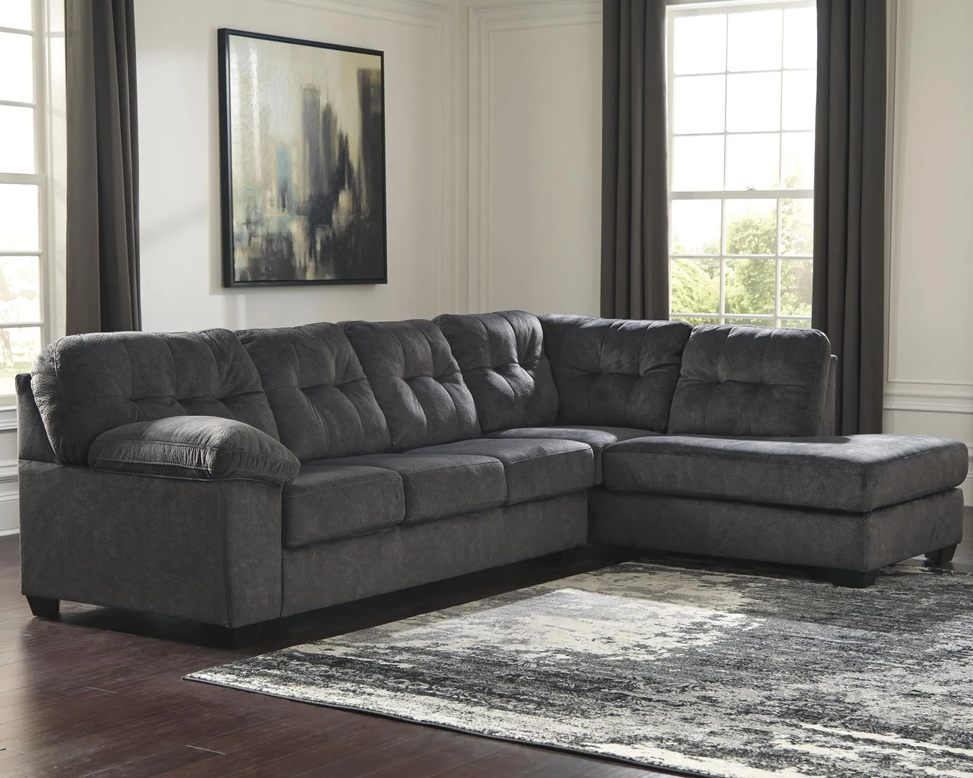 ACCRINGTON 2-PIECE SECTIONAL WITH CHAISE GRANITE SIGNATURE DESIGN