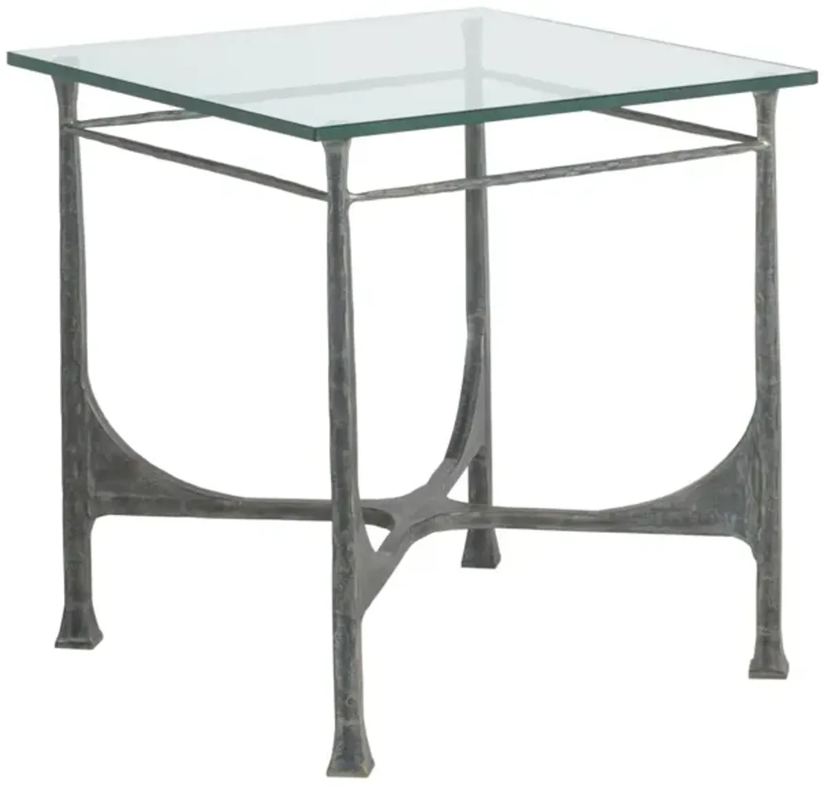 Artistica Home by Lexington Metal Designs Bruno 25 Inch Square Metal End Table Iron Gray/Clear