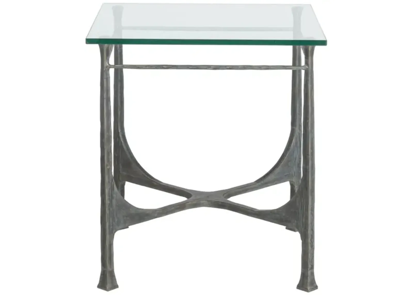 Artistica Home by Lexington Metal Designs Bruno 25 Inch Square Metal End Table Iron Gray/Clear