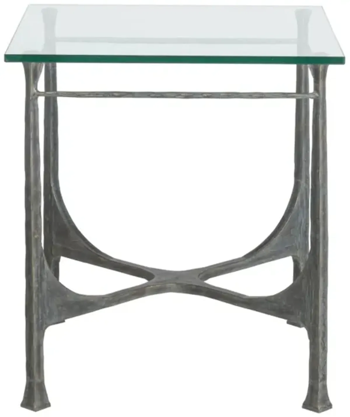 Artistica Home by Lexington Metal Designs Bruno 25 Inch Square Metal End Table Iron Gray/Clear