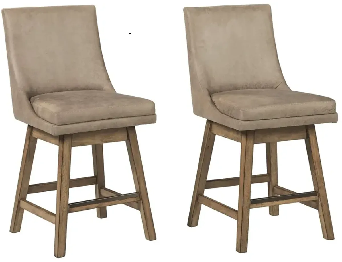 Ashley Contemporary Suede Counter Height Barstools in Taupe