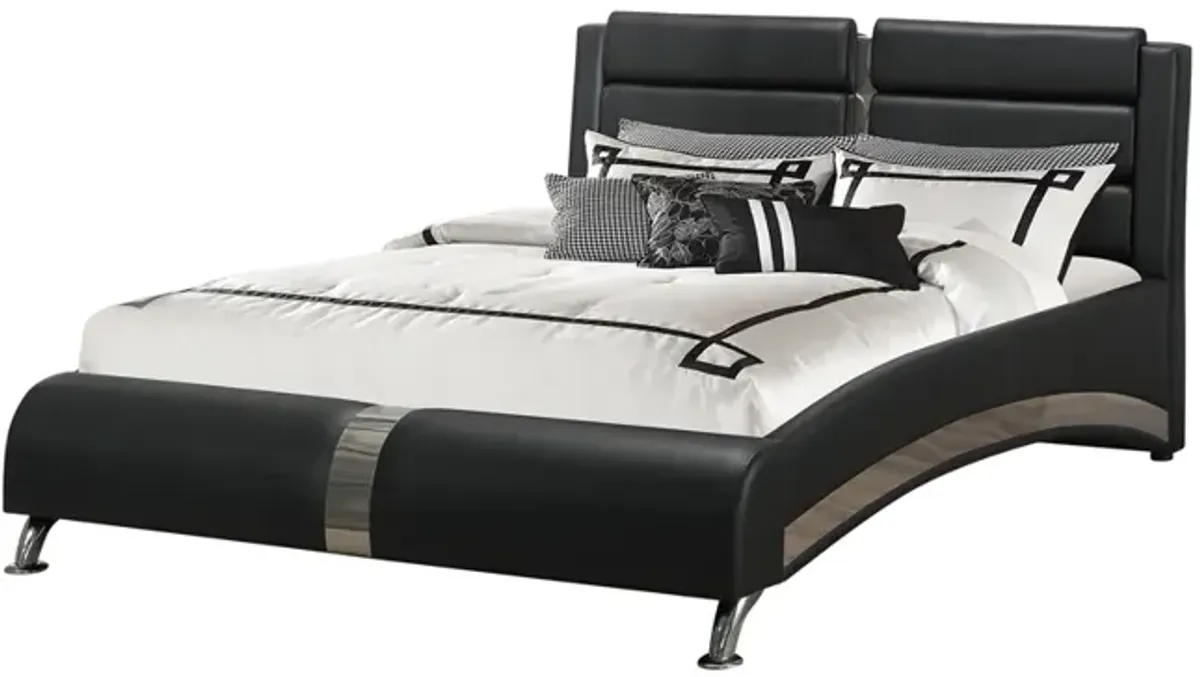 Coaster Jeremaine Upholstered Queen Sleigh Bed Black