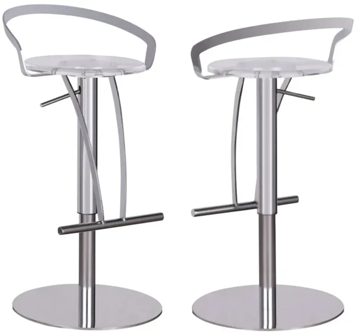 Chintaly Clear Contemporary Pneumatic-Adjustable Stool with Solid Acrylic Seat