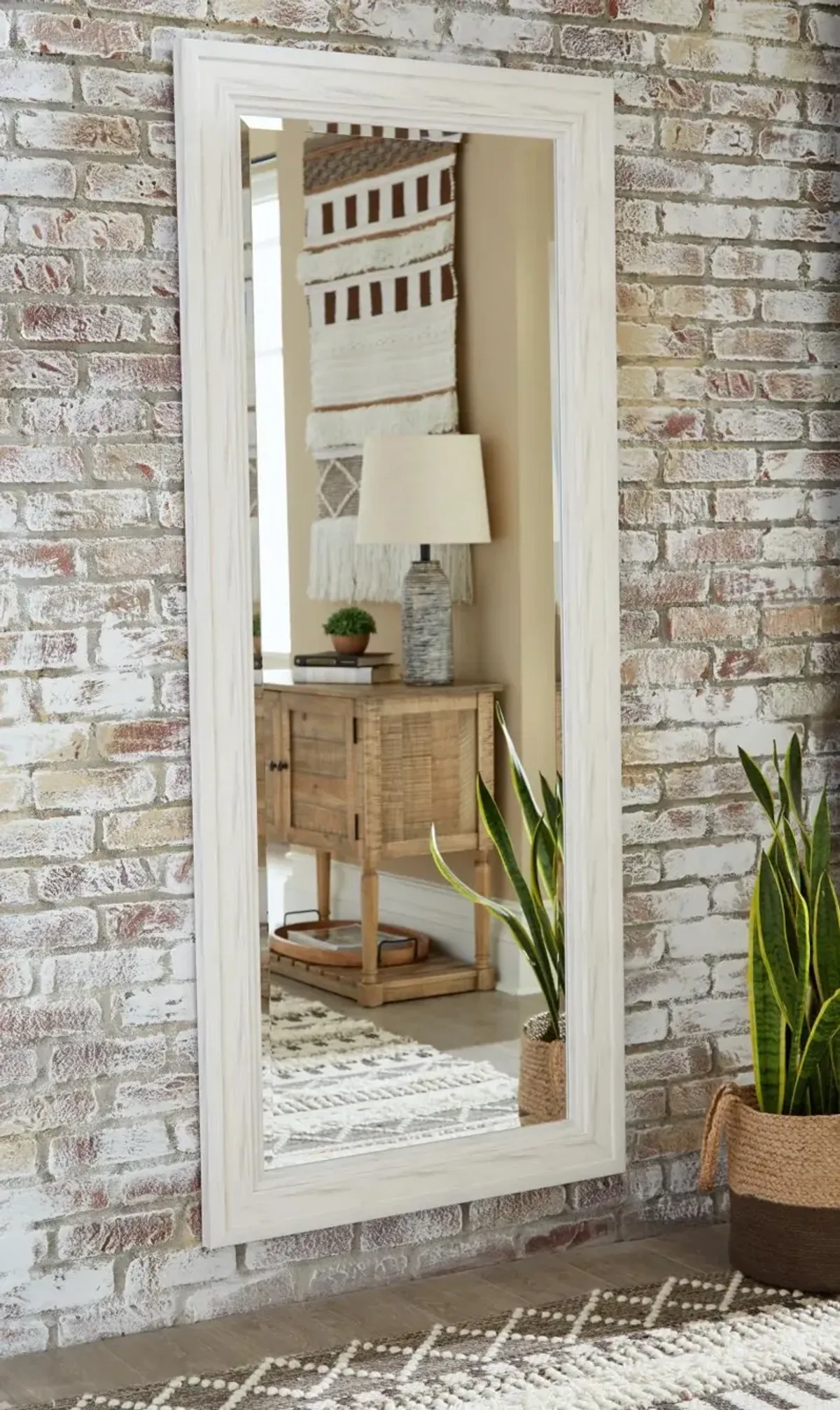 Ashley Jacee Floor Mirror Antique White Signature Design