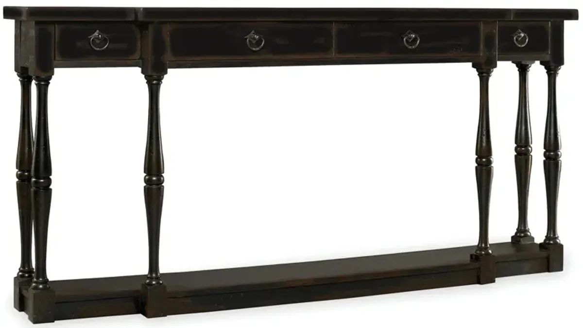 SANCTUARY FOUR DRAWER THIN EBONY CONSOLE TABLE